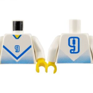 973pb0172c01 – Torso Soccer Blue Chevron, Number 9, and Yellow Neck Pattern / White Arms / Yellow Hands