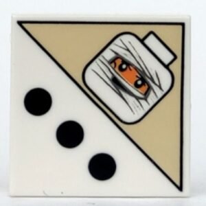 3068bpb0194 – Tile 2 x 2 with Groove with 3 Black Dots and Mummy Head Pattern