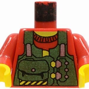 973px25c01 – Torso Rock Raiders Green Vest with Pouches Pattern (Bandit) / Red Arms / Yellow Hands