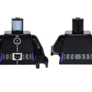 973pb2277c01 – Torso Batman Female Outline, Silver Zipper with Round Pull and Belt with Cat Buckle Pattern / Black Arms / Black Hands