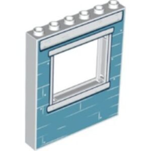 15627pb017 – Panel 1 x 6 x 6 with Window with Medium Blue Bricks and White Windowsill Pattern