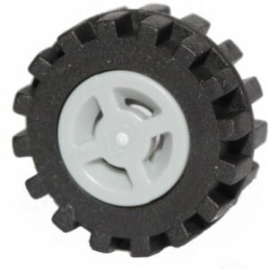 34337c02 – Wheel 8mm D. x 6mm with Slot with Black Tire 15mm D. x 6mm Offset Tread Small – Band Around Center of Tread (34337 / 87414)