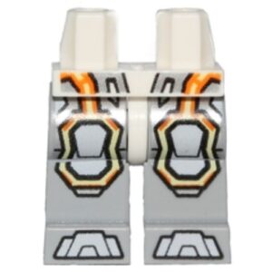 970c86pb27 – Hips and Light Bluish Gray Legs with Gray Armor and Orange and Yellow Circuitry, Gray Hexagonal Knee Pads and Gray Boots Pattern