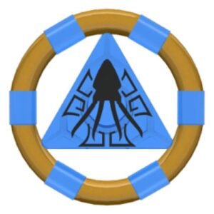 87748pb04 – Ring with Center Triangle with Gold Bands and Squid Pattern (Atlantis Treasure Key)