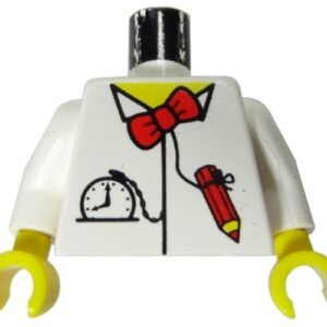 973px91c01 – Torso Time Cruisers Red Bow Tie, Pencil and Pocket Watch Pattern / White Arms / Yellow Hands