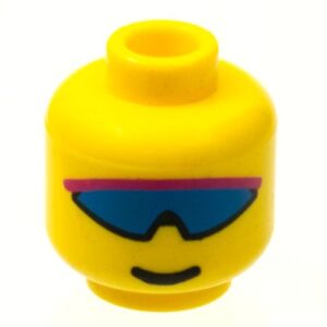 3626bpx89 – Minifigure, Head Glasses with Blue and Light Purple Wrap Sunglasses Pattern – Blocked Open Stud