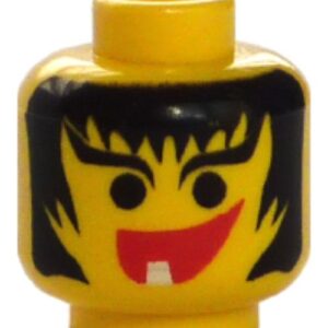 3626bpx20 – Minifigure, Head Female with Hair Framed Face, Eyebrows and 1 Tooth in Mouth Pattern – Blocked Open Stud