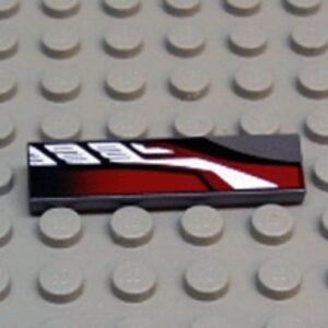 2431px19 – Tile 1 x 4 with Sleek Silver, Red and Black Pattern Model Right Side