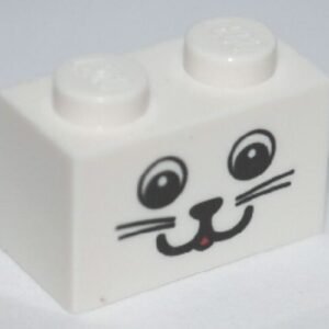 3004pb080 – Brick 1 x 2 with Cat Face Pattern