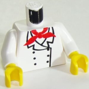 973px3c01 – Torso Chef with 6 Buttons, Short Red Neckerchief Pattern / White Arms / Yellow Hands