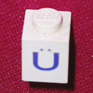 3005ptUdiaer – Brick 1 x 1 with Blue Capital Letter U with Diaeresis (Ü) Pattern