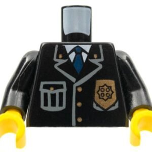 973px431c01 – Torso Police Jacket with Pocket, Gold Badge and Blue Tie Pattern / Black Arms / Yellow Hands