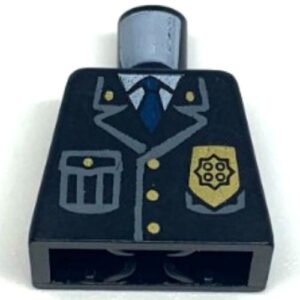 973px431 – Torso Police Jacket with Pocket, Gold Badge and Blue Tie Pattern