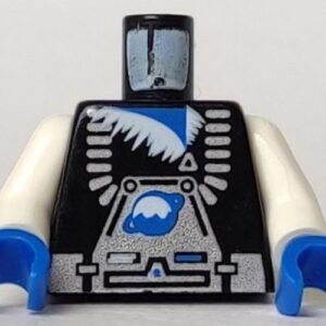 973p62c01 – Torso Space Ice Planet Silver Pattern / White Arms / Blue Hands