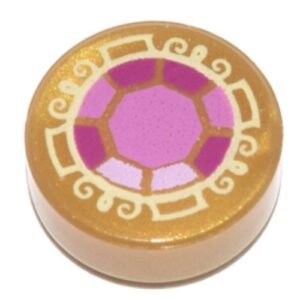 98138pb026 – Tile, Round 1 x 1 with Bright Pink, Dark Pink and Magenta Faceted Jewel Pattern