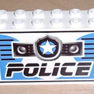 6213pb03 – Brick 2 x 6 x 3 with Star Badge and Black ‘POLICE’ Pattern