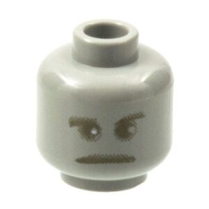 3626bpx99 – Minifigure, Head Alien with Ghostly Gray Face, Eyebrows, Pupils Pattern (HP Peeves) – Blocked Open Stud