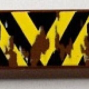 2431pb159 – Tile 1 x 4 with Black and Yellow Danger Stripes, Silver Tow Rings and ‘A-113’ (Yellow Corners) Pattern