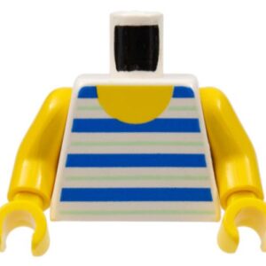 973pb0128c01 – Torso Horizontal Blue and Light Green Stripes Pattern / Yellow Arms / Yellow Hands