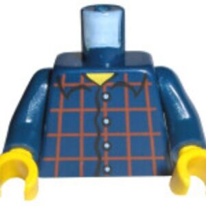 973pb0086c01 – Torso Shirt Dark Red Plaid, 4 White Buttons, Narrow Yellow Neck Pattern / Dark Blue Arms / Yellow Hands