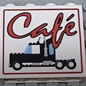 4215bpx15 – Panel 1 x 4 x 3 – Hollow Studs with Red Café (Cafe) and Black Semi-Truck Pattern