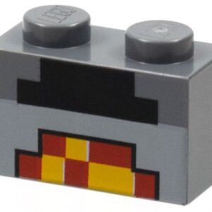 3004pb162 – Brick 1 x 2 with Minecraft Pixelated Furnace Lit Pattern