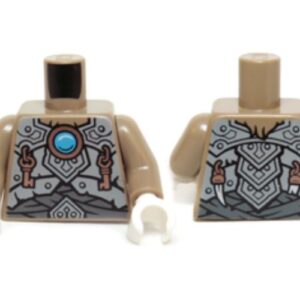 973pb1718c01 – Torso Light Bluish Gray Scaled Armor, Copper Key Pendants and Blue Round Jewel (Chi) Pattern / Dark Tan Arms / White Hands