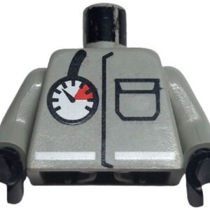 973p29c01 – Torso Fire Air Gauge and Pocket Pattern / Light Gray Arms / Black Hands