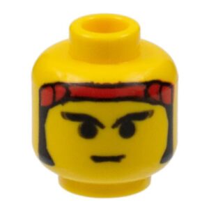 3626bpx6 – Minifigure, Head Male Eyebrows, Sideburns and Red Bandana Pattern – Blocked Open Stud