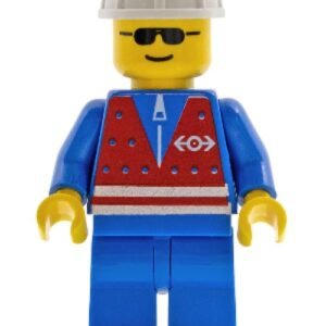 trn057 – Red Vest and Zipper – Blue Legs, White Construction Helmet, Sunglasses