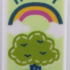 3069bpb0778 – Tile 1 x 2 With Groove with Tree, Rainbow and ‘HAPPY’ Pattern