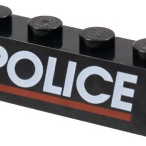 3010pb030 – Brick 1 x 4 with White ‘POLICE’ and Red Line Pattern