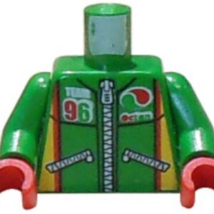 973pb0196c01 – Torso Octan Logo Racing Jacket with Zippers and ‘TEAM 96’ Pattern / Green Arms / Red Hands