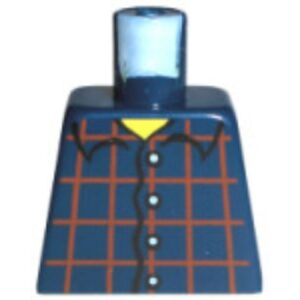 973pb0086 – Torso Shirt Dark Red Plaid, 4 White Buttons, Narrow Yellow Neck Pattern