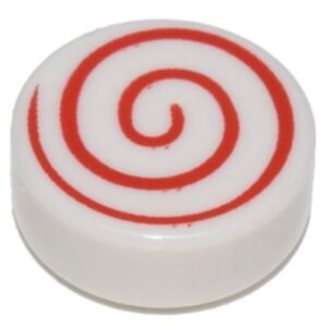 98138pb013 – Tile, Round 1 x 1 with Red Spiral Pattern