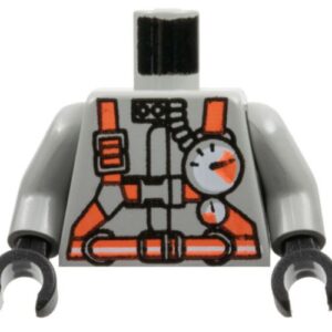 973pb0340c01 – Torso Fire Shirt with Gauge, Neon Orange Belt and Straps Pattern / Light Gray Arms / Black Hands