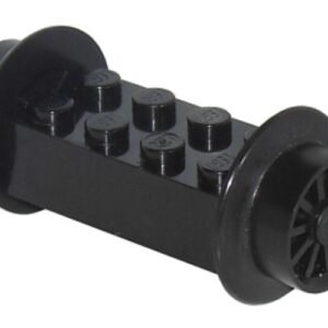 4180c01 – Brick, Modified 2 x 4 with Black Wheels, Train Spoked Small (23mm D.) and Black Pins (4180 / wheel3 / 2344)