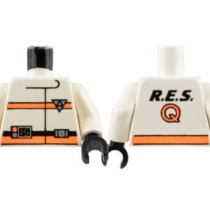 973px79c01 – Torso Res-Q Orange Stripes, 15 on Belt and Back Logo Pattern / White Arms / Black Hands