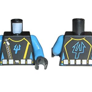 973pb0428c01 – Torso Aquazone Aquaraiders II Trident, Silver Belt and Zipper Pattern / Medium Blue Arms / Black Hands