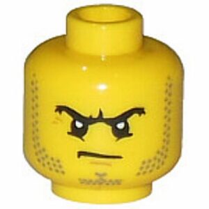 3626cpb0894 – Minifigure, Head Beard Stubble, Black Angry Eyebrows and Scowl, White Pupils Pattern – Hollow Stud