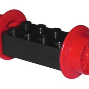 4180c04 – Brick, Modified 2 x 4 with Red Wheels, Train Spoked Small (23mm D.) and Red Pins (4180 / wheel3 / 2344)