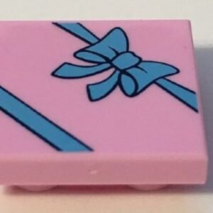 11203pb013 – Tile, Modified 2 x 2 Inverted with Gift Wrap Medium Blue Bow Pattern