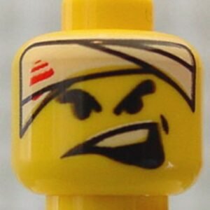 3626bpb0123 – Minifigure, Head Male White Bandage with Blood, Side Open Mouth Pattern – Blocked Open Stud