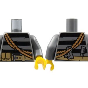 973pb1322c01 – Torso Sweater Striped with Utility Belt, Rope and Keys Pattern / Dark Bluish Gray Arms / Yellow Hands