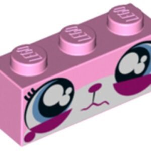 3622pb060 – Brick 1 x 3 with Cat Face Wide Eyes Watering (Sad Unikitty) Pattern