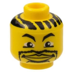 3626bpb0117 – Minifigure, Head NBA with Lips and Goatee and Hair Stripes Pattern – Blocked Open Stud