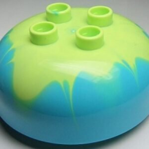 98220pb03 – Duplo, Brick Round 4 x 4 Dome Top with 2 x 2 Studs with Marbled Yellowish Green Pattern