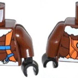 973pb1704c01 – Torso Aviator Jacket with Orange Parachute and Straps, Arctic Explorer Logo on Reverse Pattern / Reddish Brown Arms / Black Hands
