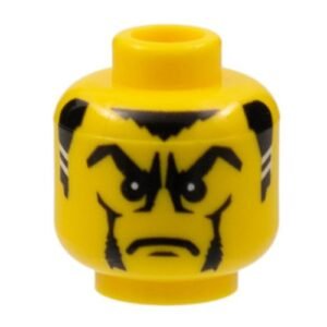 3626bpb0219 – Minifigure, Head Male Sideburns with White Stripes, Frown and Facial Hair, White Pupils Pattern (Vladek) – Blocked Open Stud