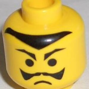 3626bpx74 – Minifigure, Head Moustache Frown and Pointed Eyebrows and Hairline Pattern – Blocked Open Stud